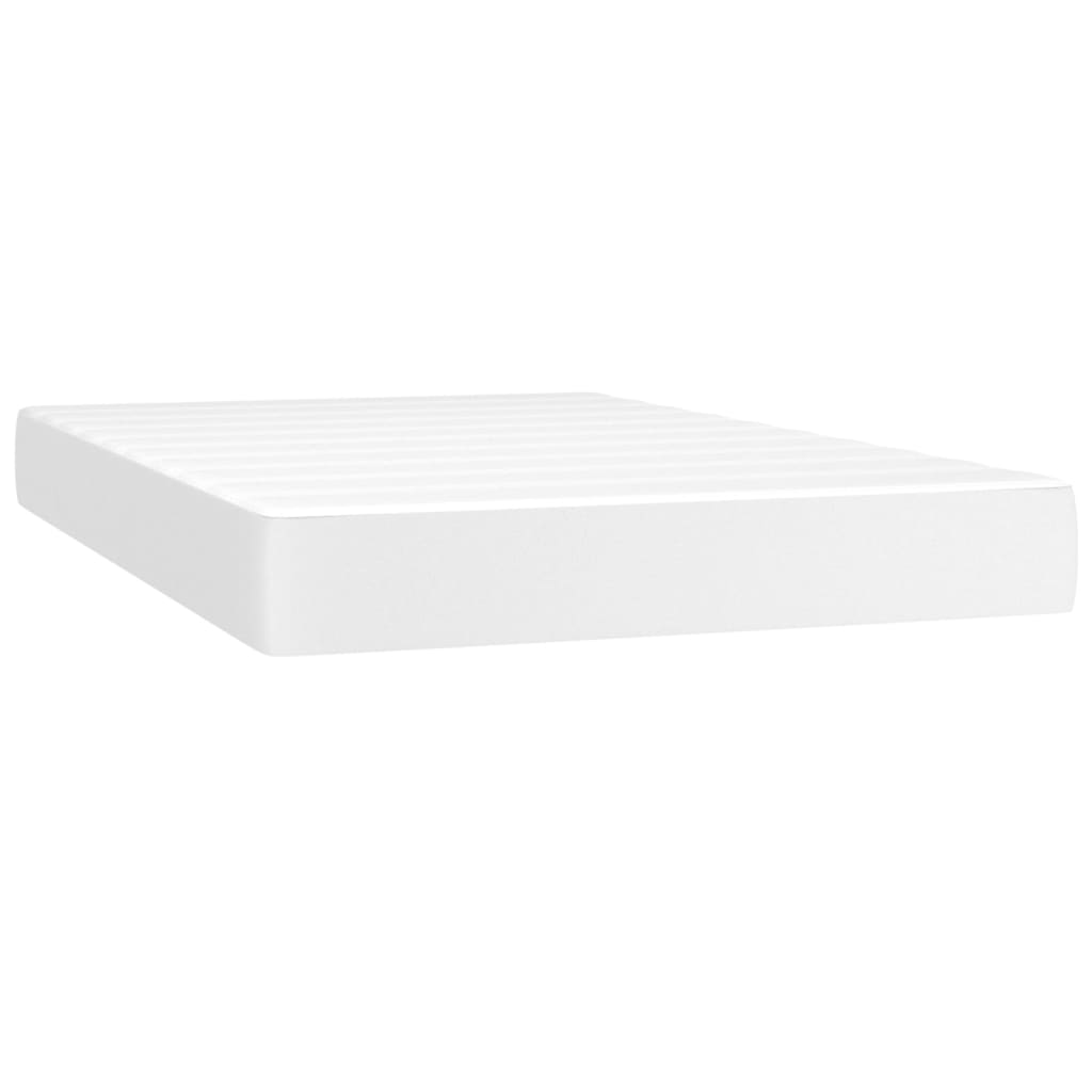 vidaXL Cama box spring colchón y LED cuero sintético blanco 120x200 cm