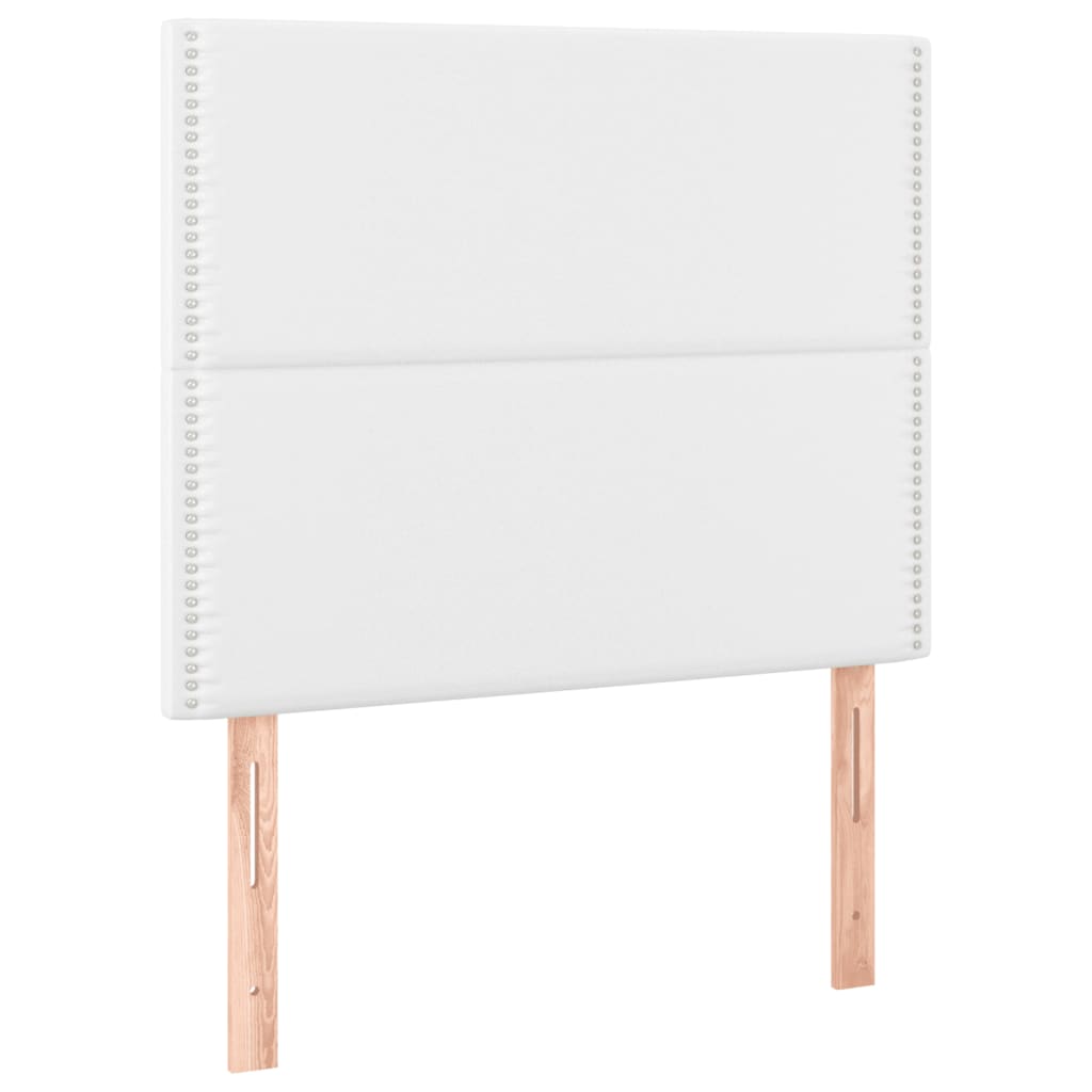 vidaXL Cama box spring colchón y LED cuero sintético blanco 120x200 cm