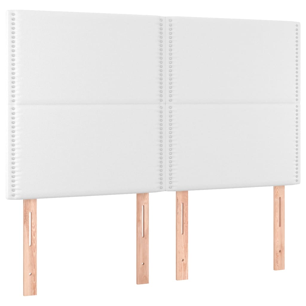 vidaXL Cama box spring colchón y LED cuero sintético blanco 140x200 cm