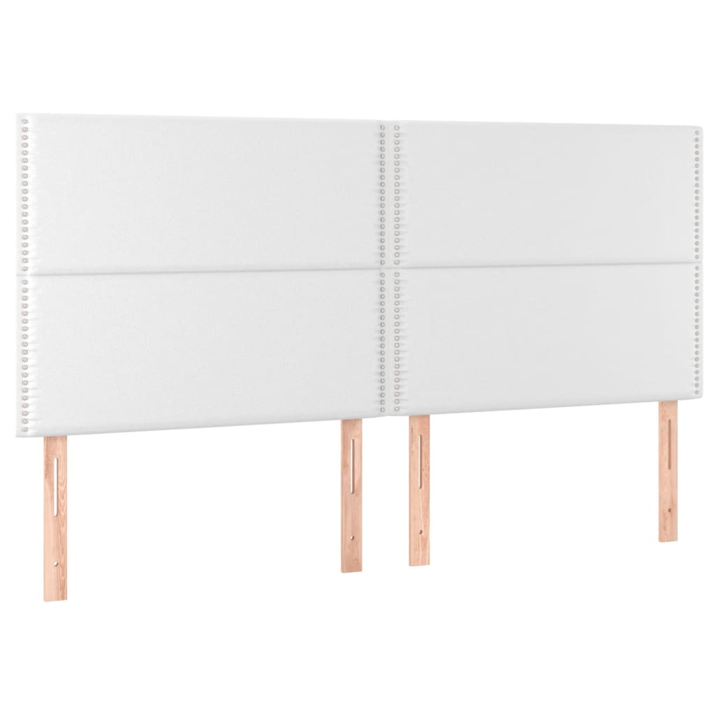 vidaXL Cama box spring colchón y LED cuero sintético blanco 160x200 cm