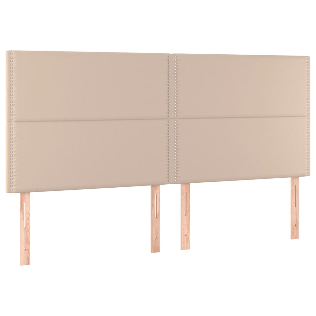 vidaXL Cama box spring colchón LED cuero sintético capuchino 200x200cm