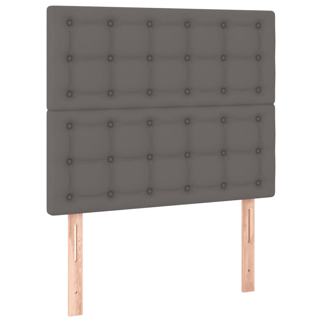 vidaXL Cama box spring colchón y LED cuero sintético gris 100x200 cm