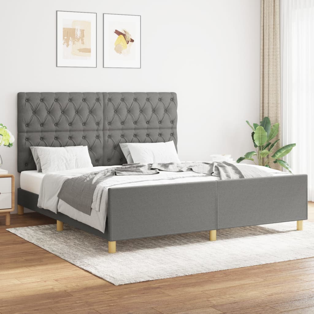 vidaXL Cama sin colchón de tela gris oscuro 160x200 cm