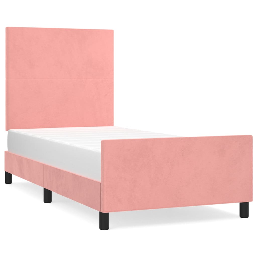 vidaXL Estructura de cama sin colchón terciopelo rosa 90x200 cm