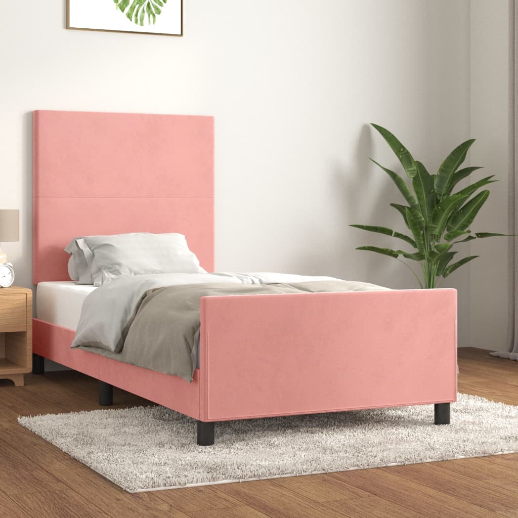 vidaXL Estructura de cama sin colchón terciopelo rosa 90x200 cm