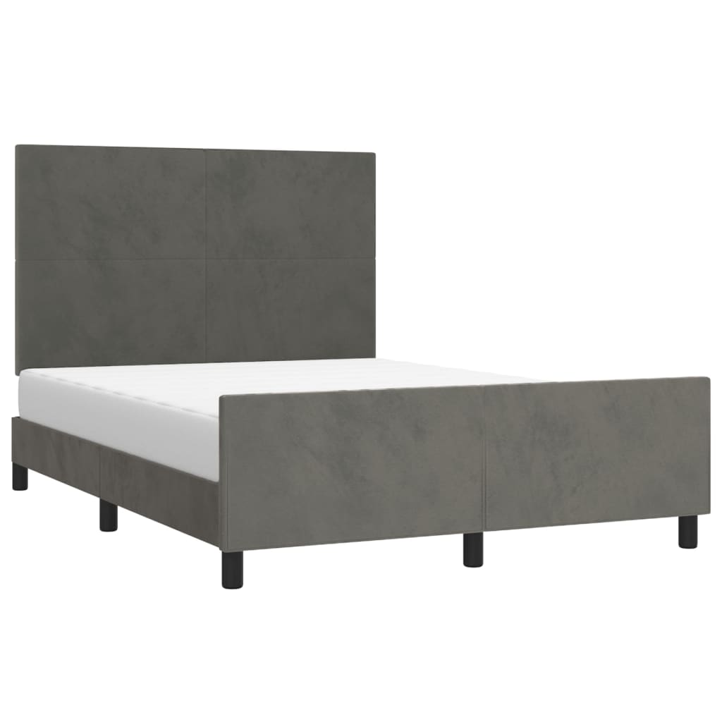 vidaXL Estructura de cama sin colchón terciopelo gris oscuro 140x190cm