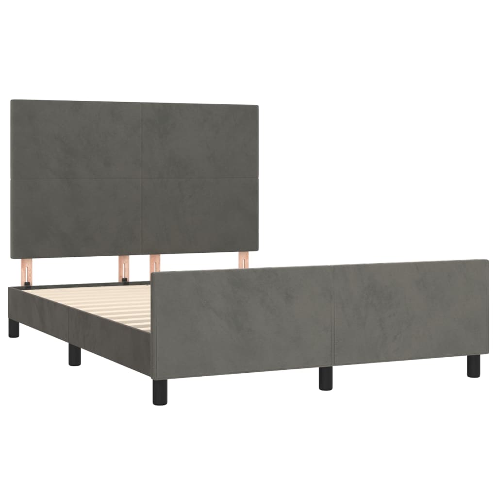 vidaXL Estructura de cama sin colchón terciopelo gris oscuro 140x190cm