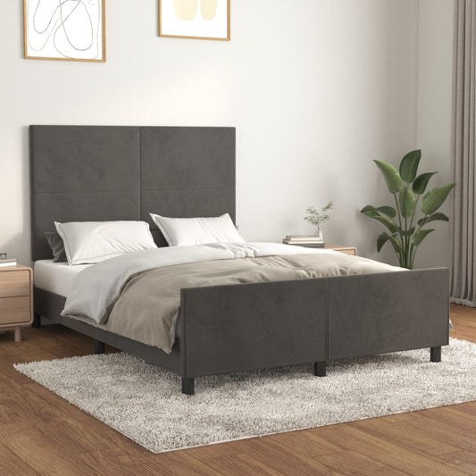 vidaXL Estructura de cama sin colchón terciopelo gris oscuro 140x190cm