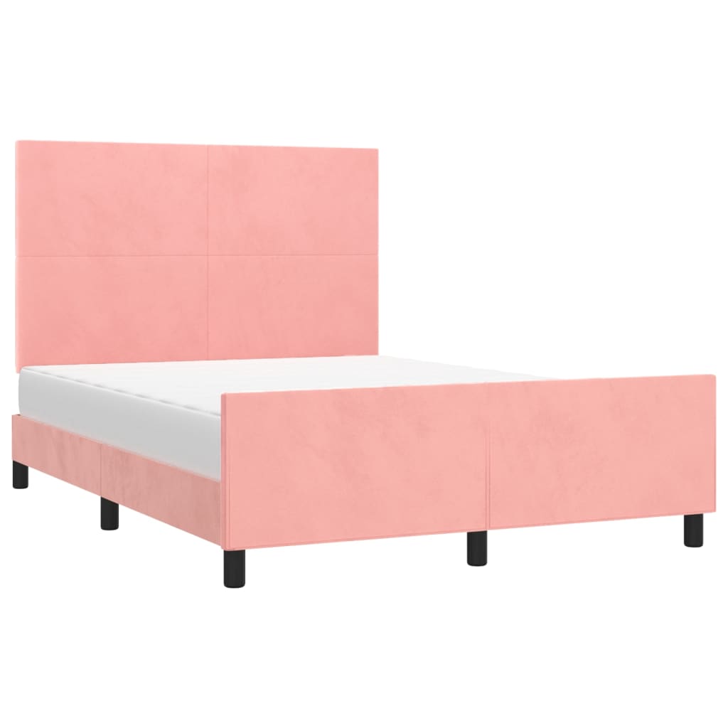 vidaXL Estructura de cama sin colchón terciopelo rosa 140x200 cm