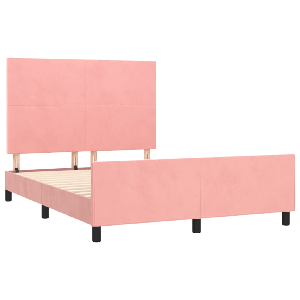 vidaXL Estructura de cama sin colchón terciopelo rosa 140x200 cm