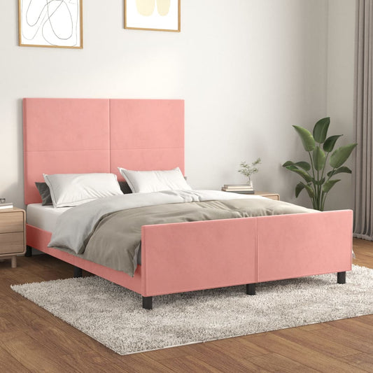 vidaXL Estructura de cama sin colchón terciopelo rosa 140x200 cm