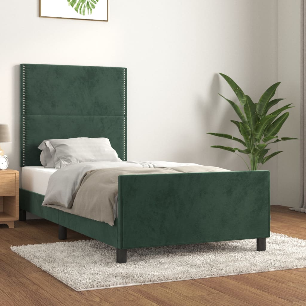 vidaXL Estructura de cama sin colchón terciopelo verde oscuro 80x200cm