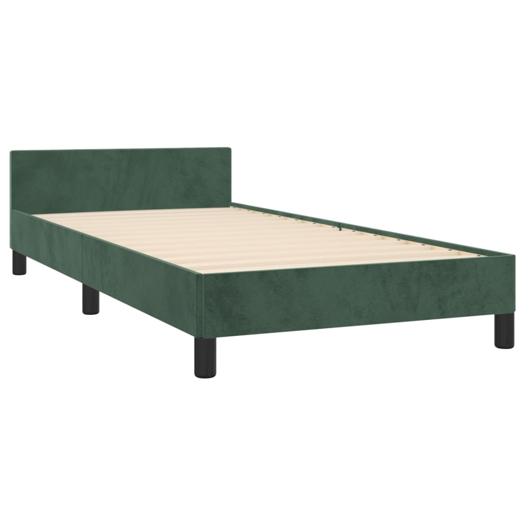 vidaXL Estructura de cama sin colchón terciopelo verde oscuro 90x200cm