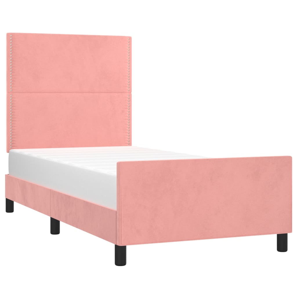 vidaXL Estructura de cama sin colchón terciopelo rosa 90x200 cm