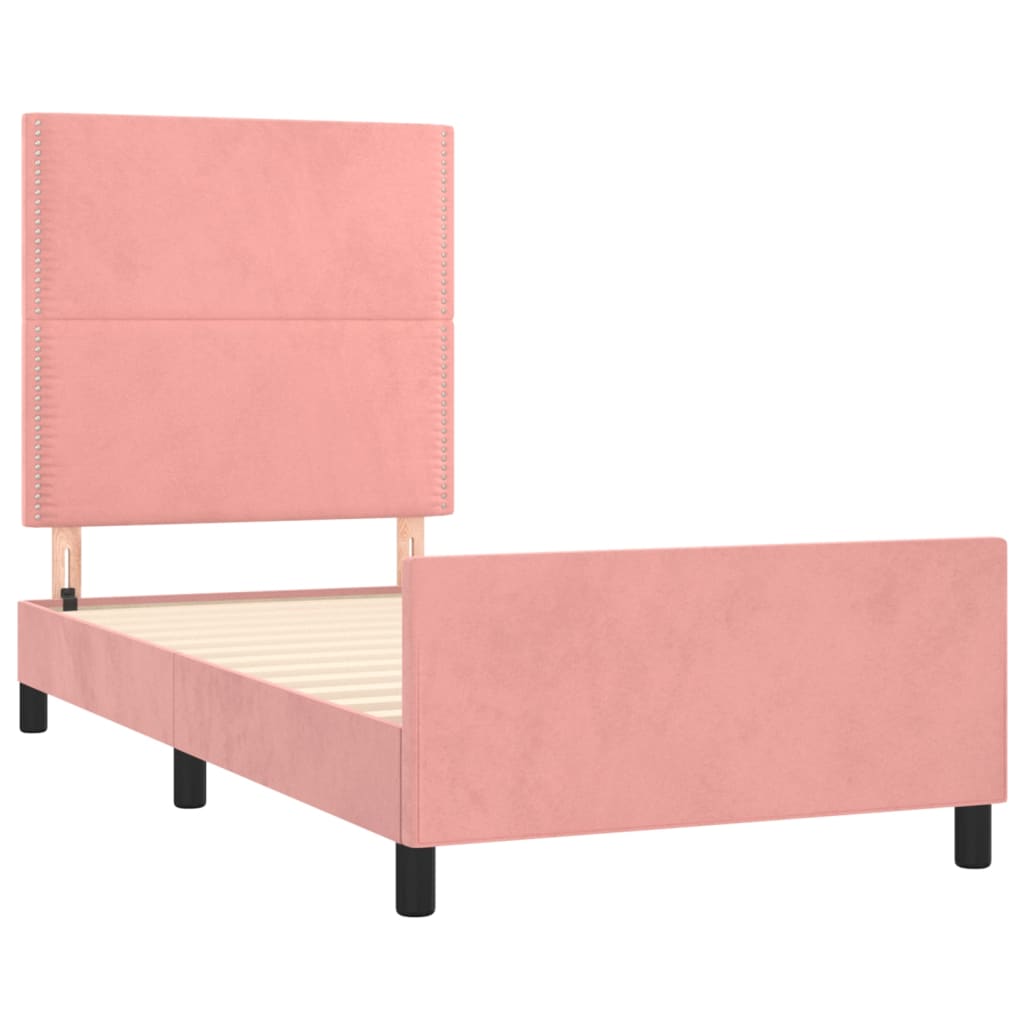 vidaXL Estructura de cama sin colchón terciopelo rosa 90x200 cm