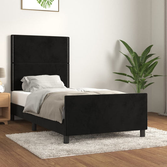 vidaXL Estructura de cama sin colchón terciopelo negro 100x200 cm