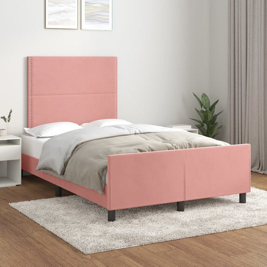 vidaXL Estructura de cama sin colchón terciopelo rosa 120x200 cm