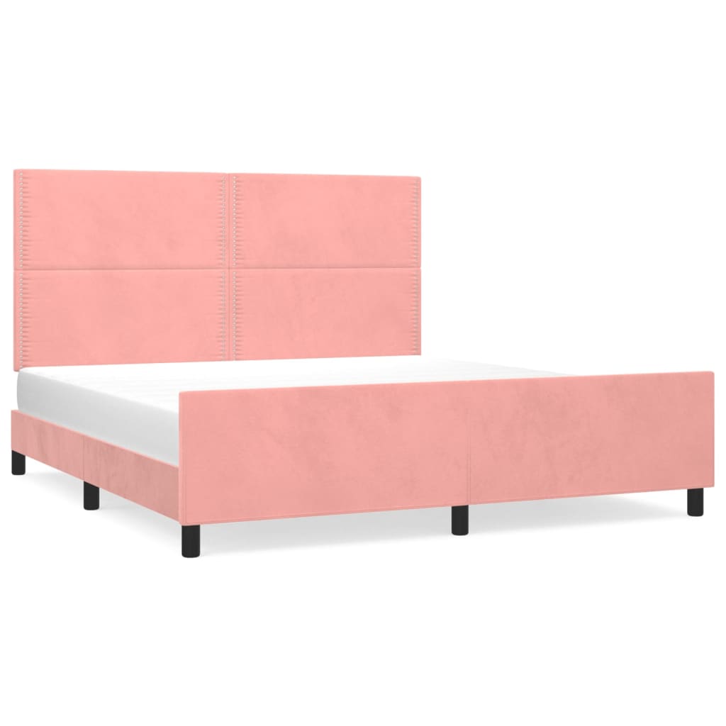 vidaXL Estructura de cama sin colchón terciopelo rosa 160x200 cm