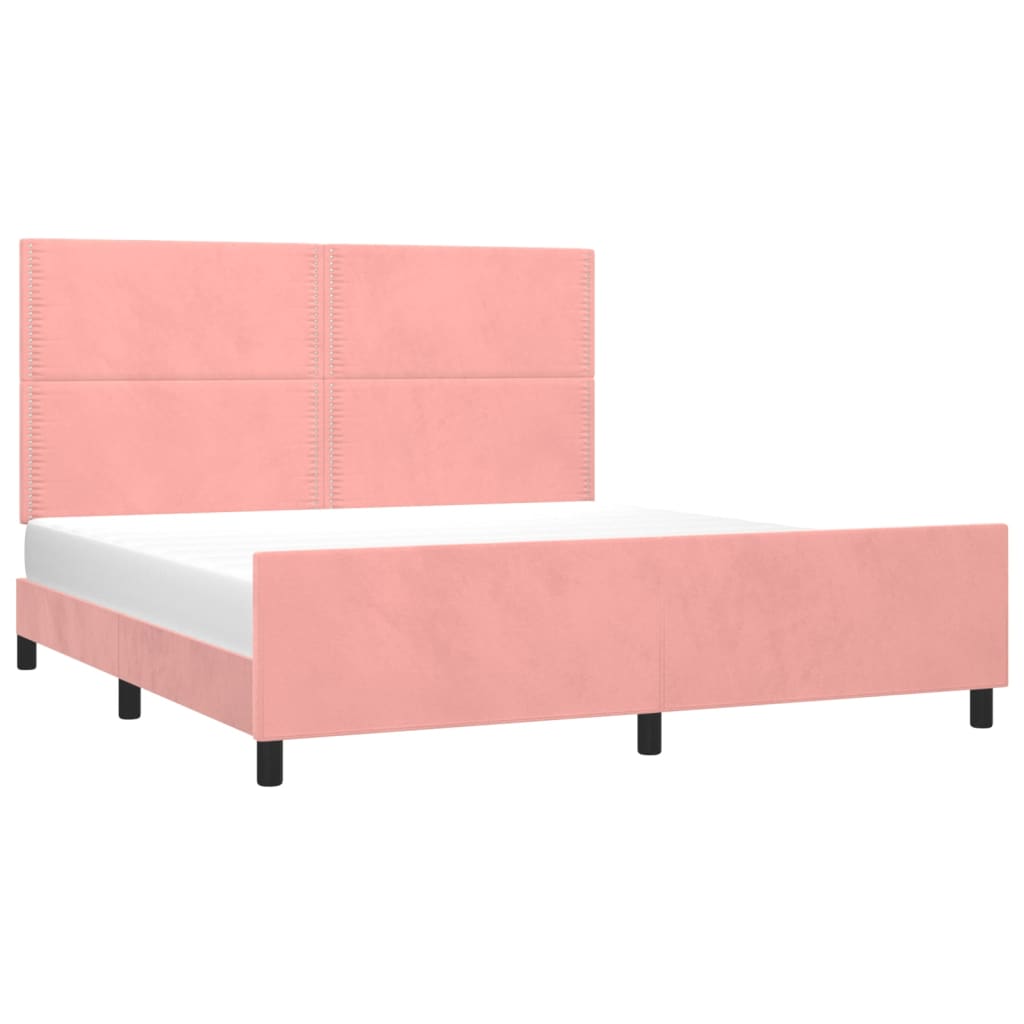 vidaXL Estructura de cama sin colchón terciopelo rosa 160x200 cm