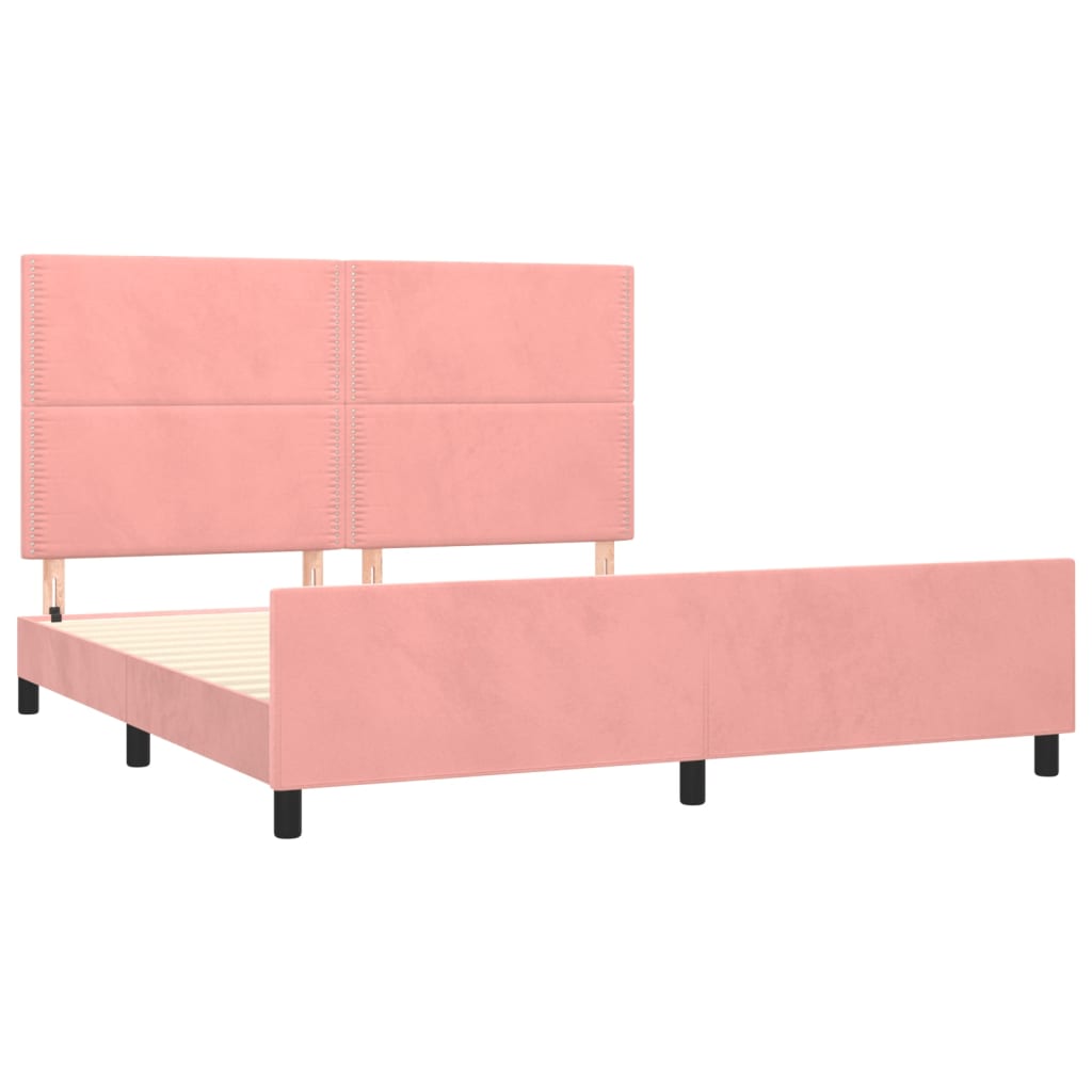 vidaXL Estructura de cama sin colchón terciopelo rosa 160x200 cm