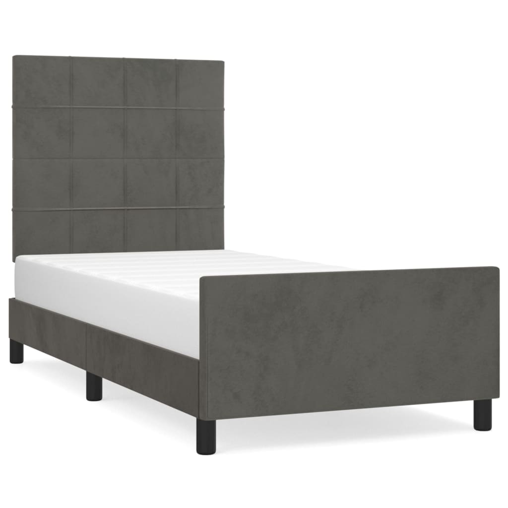 vidaXL Estructura de cama sin colchón terciopelo gris oscuro 90x190 cm