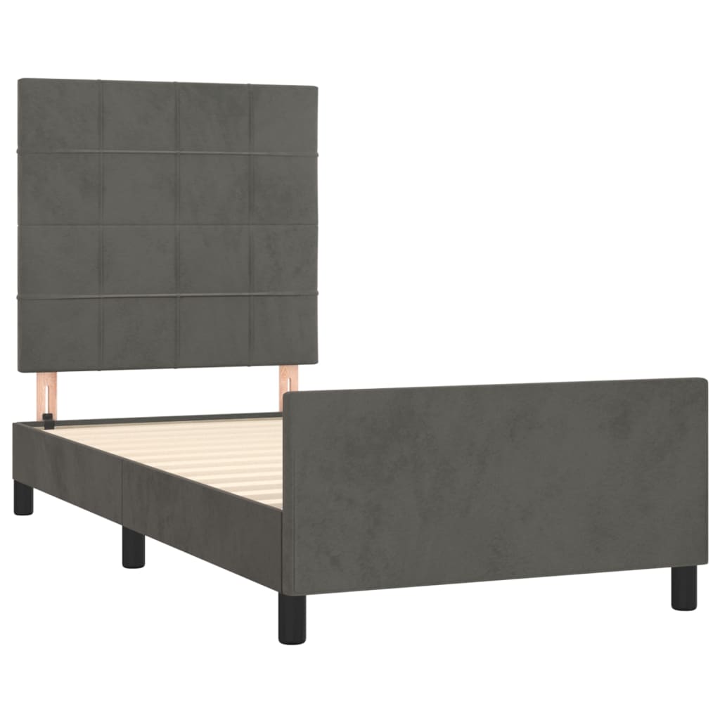 vidaXL Estructura de cama sin colchón terciopelo gris oscuro 90x190 cm