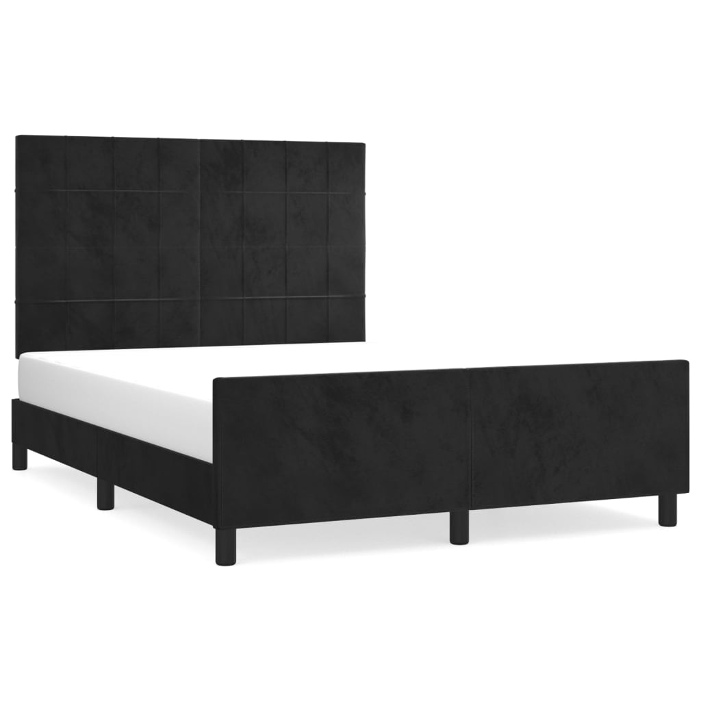 vidaXL Estructura de cama sin colchón terciopelo negro 140x190 cm