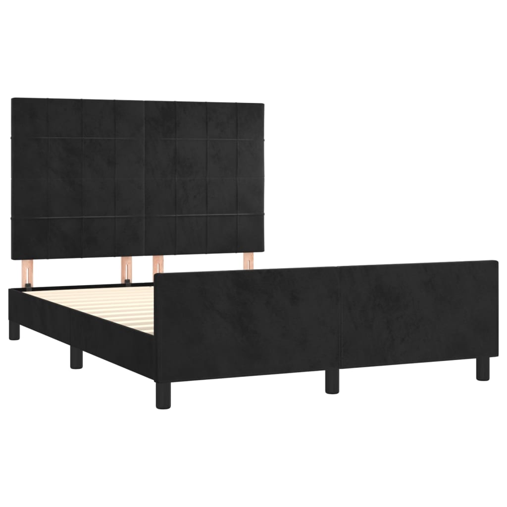 vidaXL Estructura de cama sin colchón terciopelo negro 140x190 cm