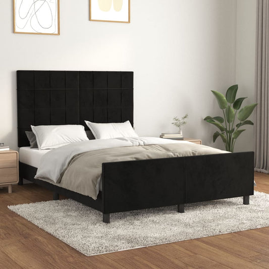 vidaXL Estructura de cama sin colchón terciopelo negro 140x190 cm