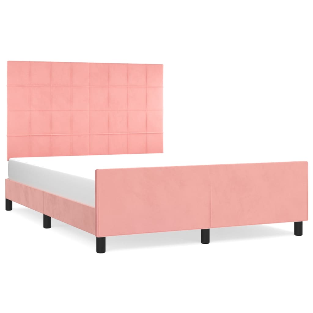 vidaXL Estructura de cama sin colchón terciopelo rosa 140x190 cm