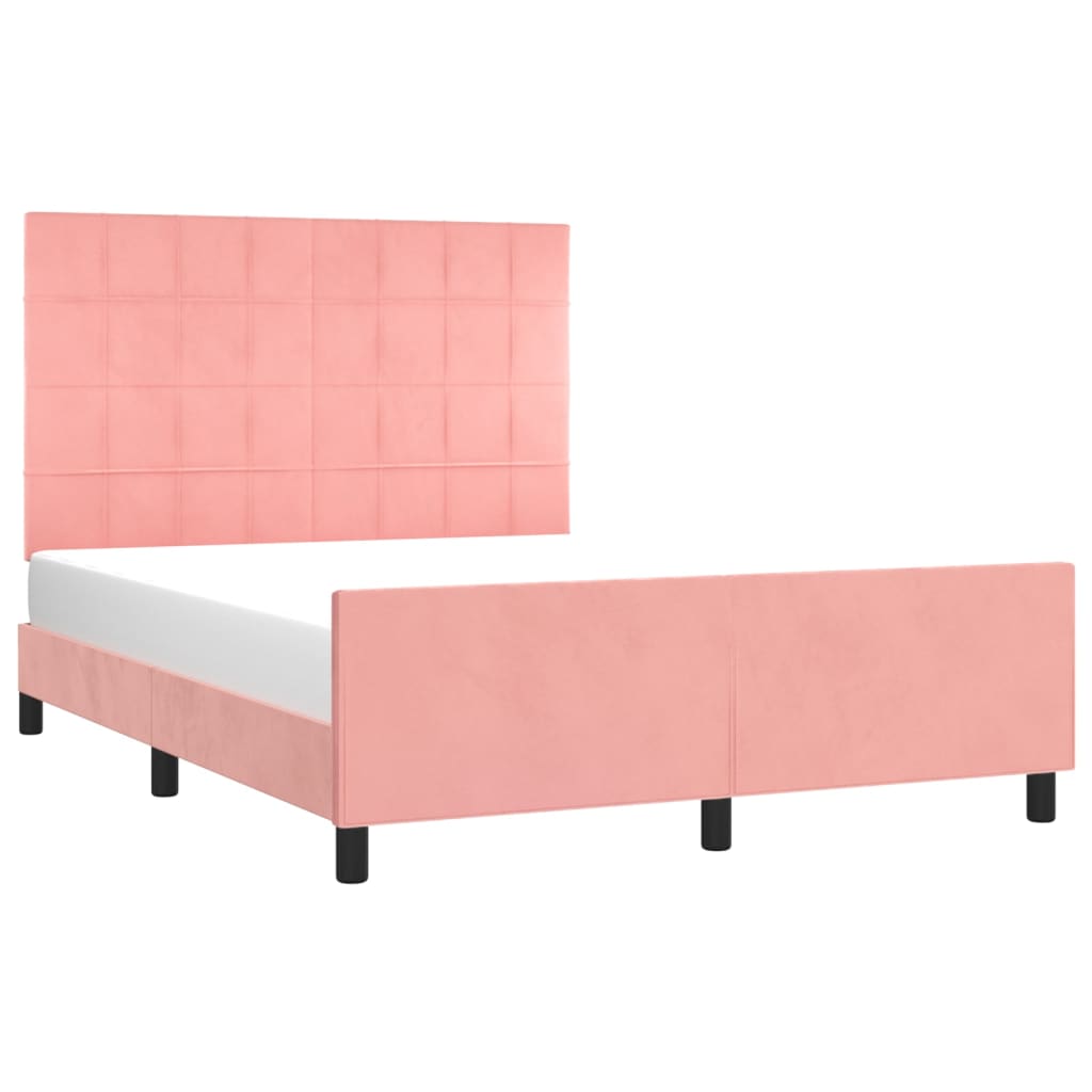 vidaXL Estructura de cama sin colchón terciopelo rosa 140x190 cm