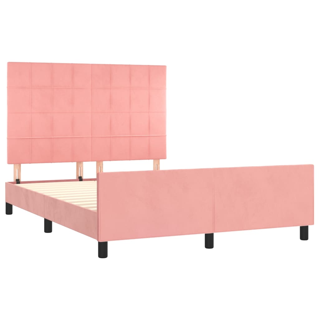 vidaXL Estructura de cama sin colchón terciopelo rosa 140x190 cm