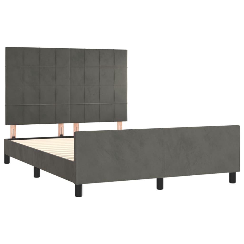 vidaXL Estructura de cama sin colchón terciopelo gris oscuro 140x200cm