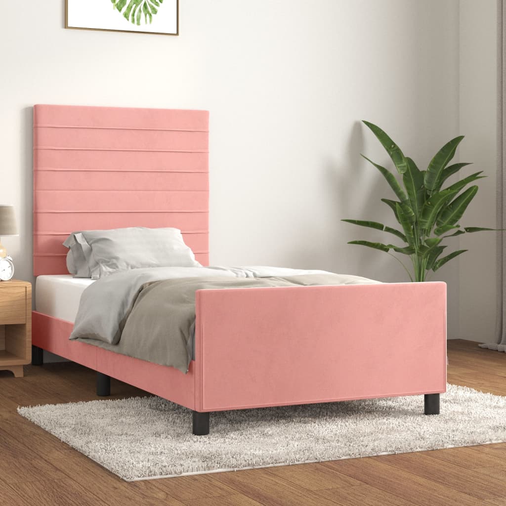 vidaXL Estructura de cama sin colchón terciopelo rosa 80x200 cm