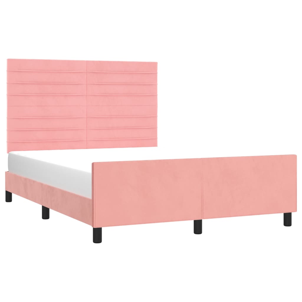 vidaXL Estructura de cama sin colchón terciopelo rosa 140x190 cm