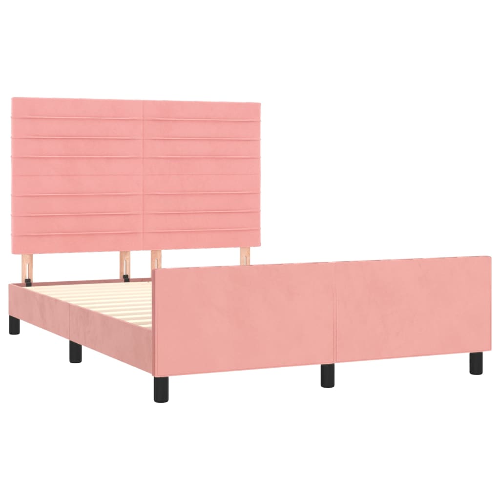 vidaXL Estructura de cama sin colchón terciopelo rosa 140x190 cm