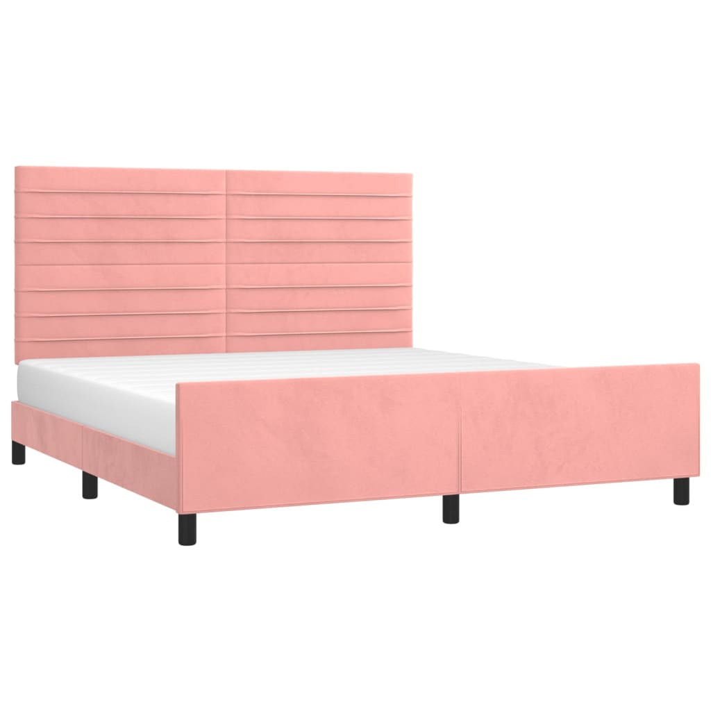 vidaXL Estructura de cama sin colchón terciopelo rosa 160x200 cm