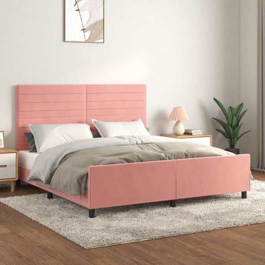 vidaXL Estructura de cama sin colchón terciopelo rosa 160x200 cm