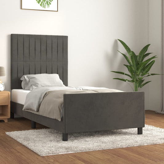 vidaXL Estructura de cama sin colchón terciopelo gris oscuro 90x190 cm