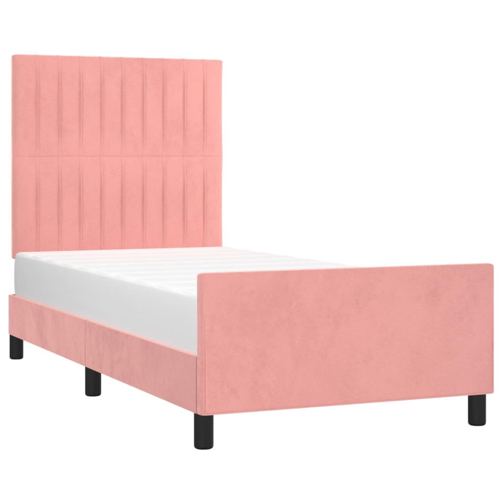 vidaXL Estructura de cama sin colchón terciopelo rosa 90x200 cm