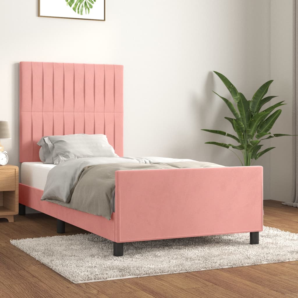 vidaXL Estructura de cama sin colchón terciopelo rosa 90x200 cm