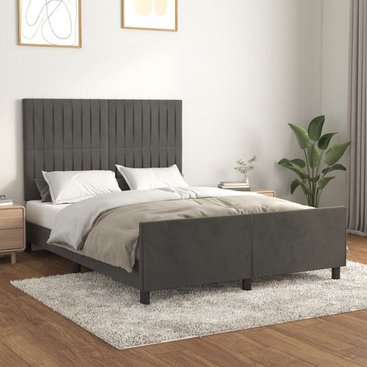 vidaXL Estructura de cama sin colchón terciopelo gris oscuro 140x190cm