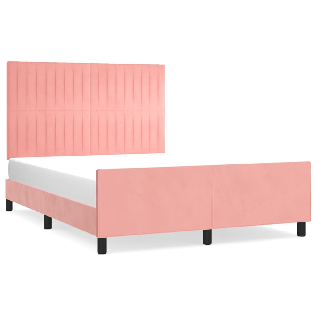 vidaXL Estructura de cama sin colchón terciopelo rosa 140x190 cm