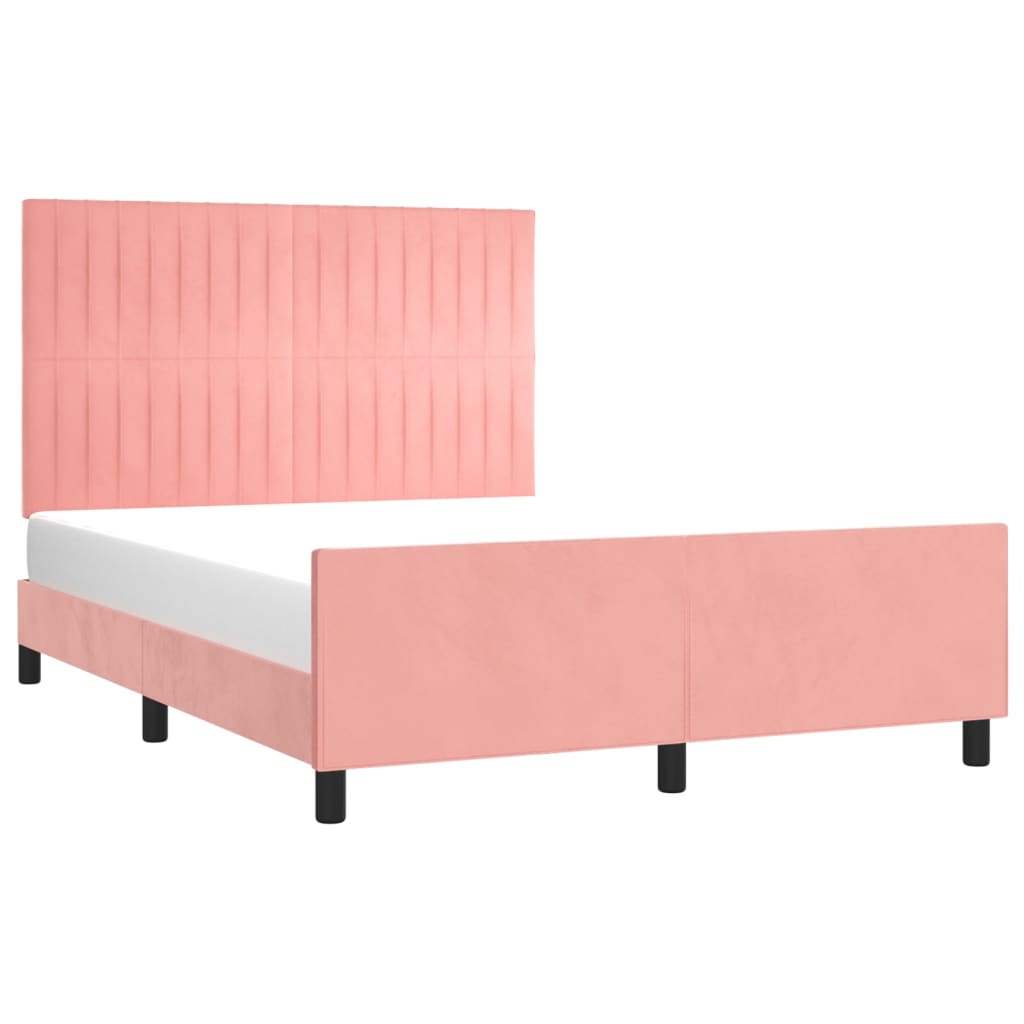 vidaXL Estructura de cama sin colchón terciopelo rosa 140x190 cm