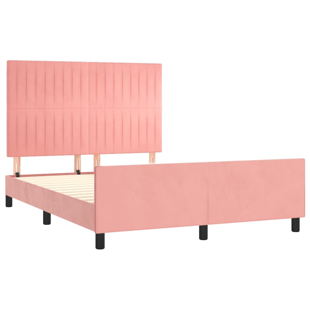 vidaXL Estructura de cama sin colchón terciopelo rosa 140x190 cm