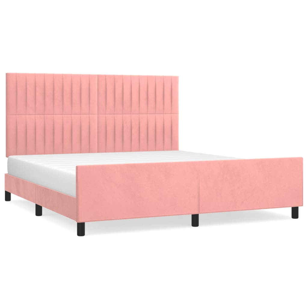 vidaXL Estructura de cama sin colchón terciopelo rosa 160x200 cm