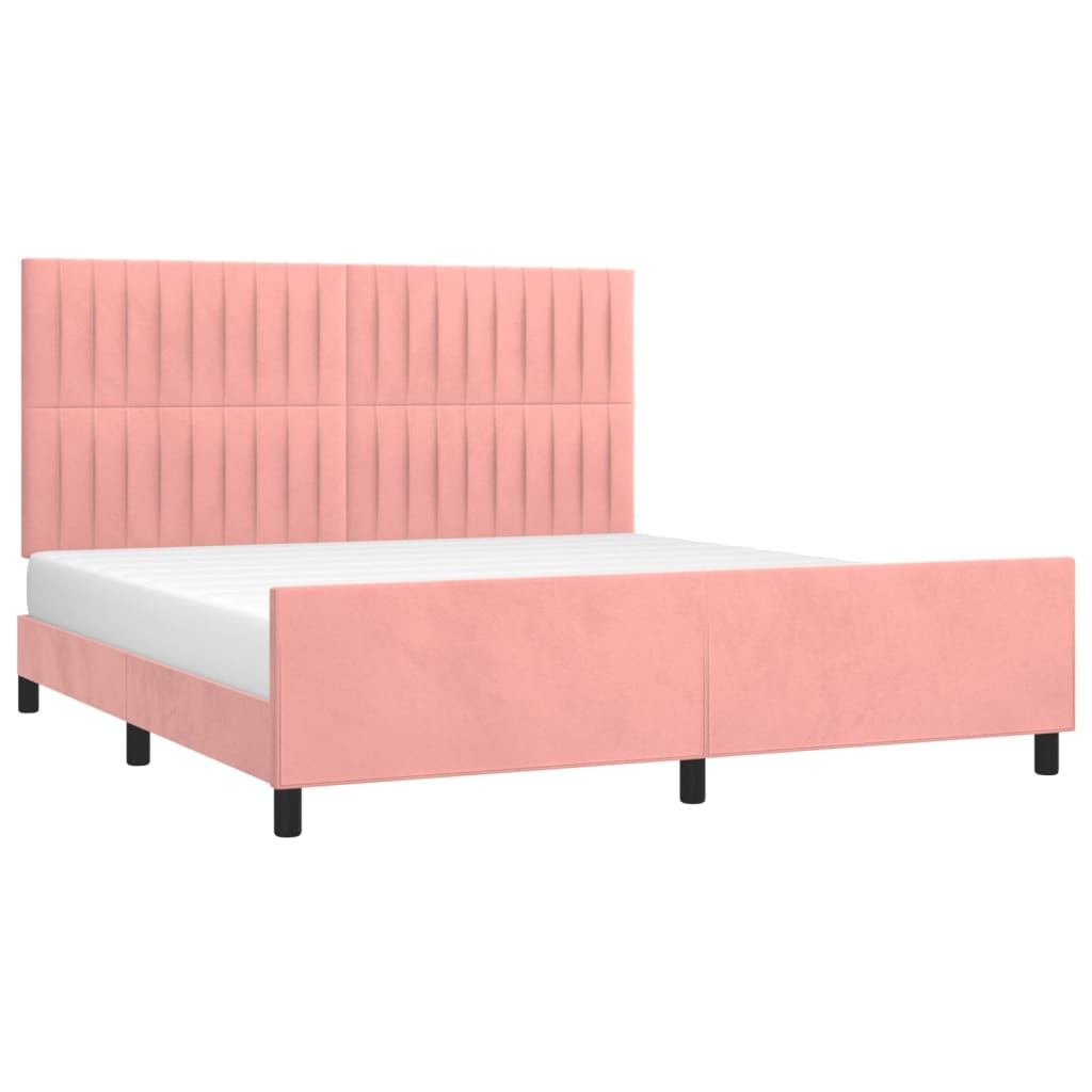 vidaXL Estructura de cama sin colchón terciopelo rosa 160x200 cm