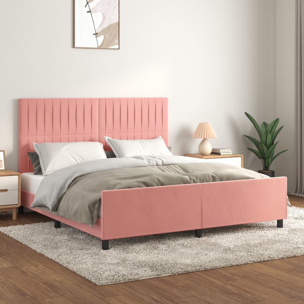 vidaXL Estructura de cama sin colchón terciopelo rosa 160x200 cm