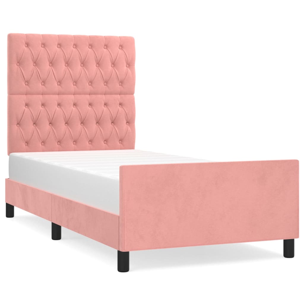 vidaXL Estructura de cama sin colchón terciopelo rosa 90x190 cm