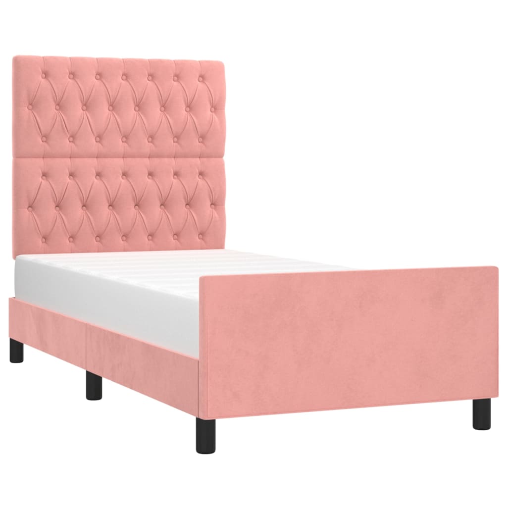 vidaXL Estructura de cama sin colchón terciopelo rosa 90x190 cm